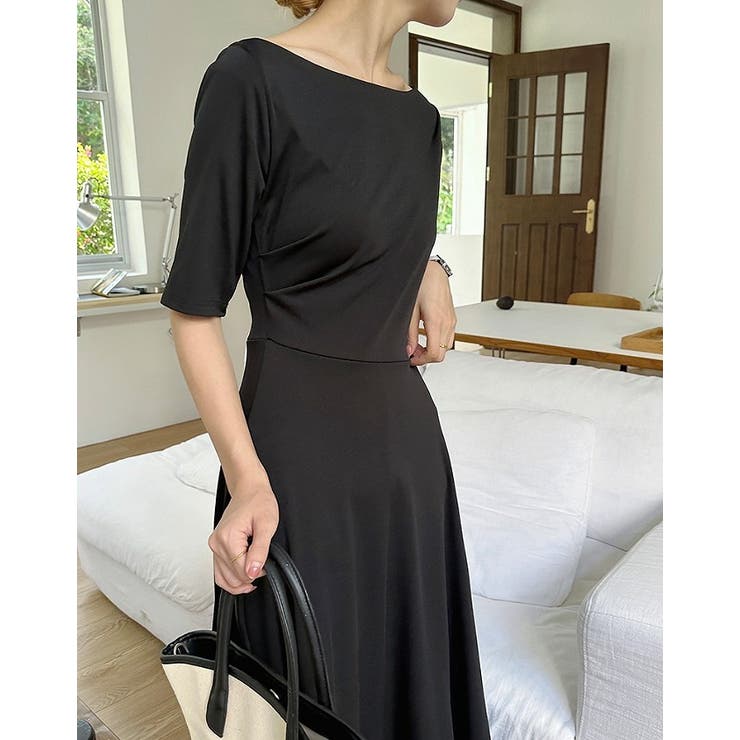 ボートネック半袖ワンピース[品番：NTRW0009462]｜Ulysses（ユリシス