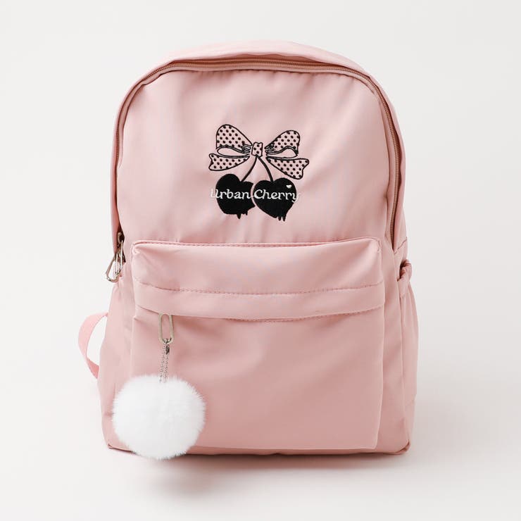 ポンポン付きチェリーロゴ刺繍リュック[品番：VINK0003612]｜URBAN