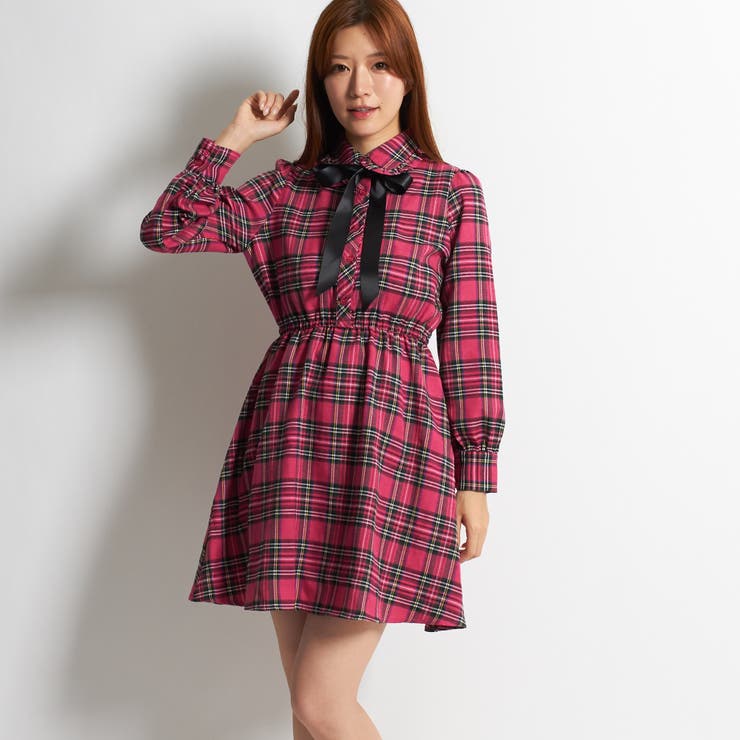 WC】タータンチェックフリルワンピース[品番：WG010035079]｜WEGO