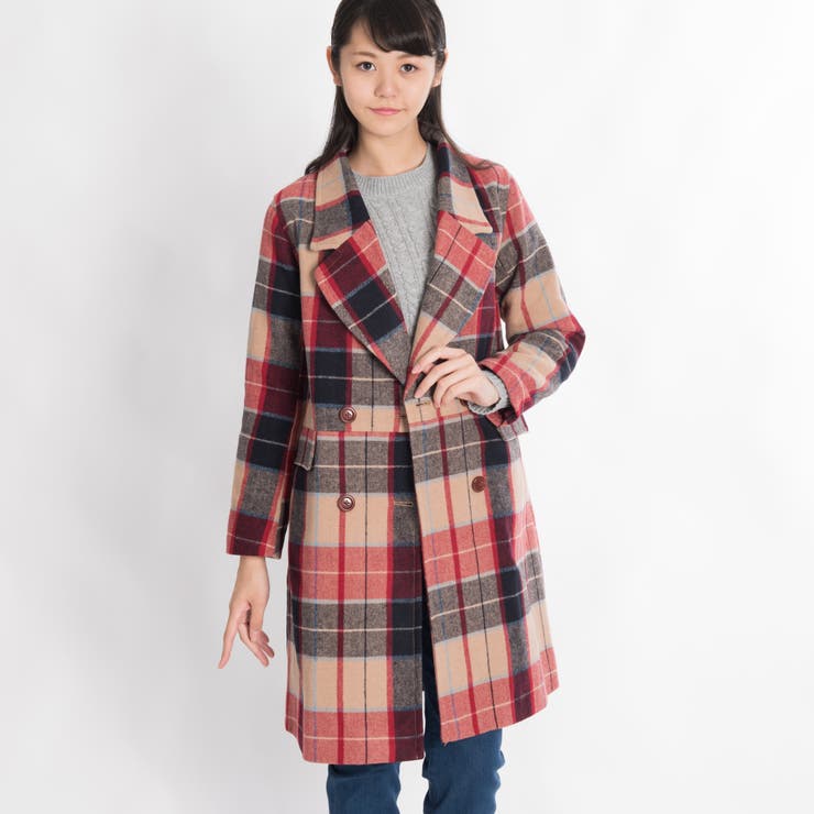 チェックダブルチェスターコート BS17WN11-L041[品番：WG010025246