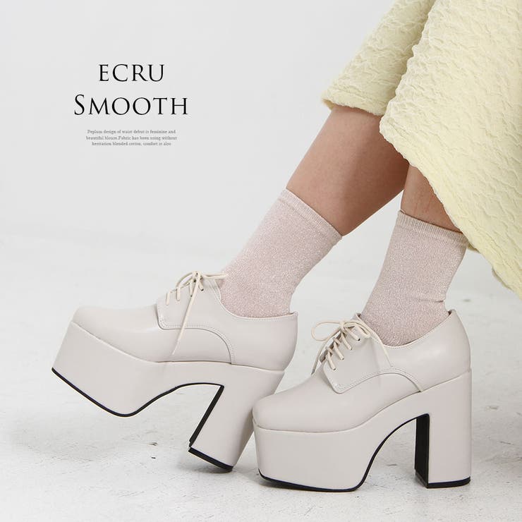 12cm厚底美脚レースアップシューズ 韓国 夢展望[品番：YU000046838