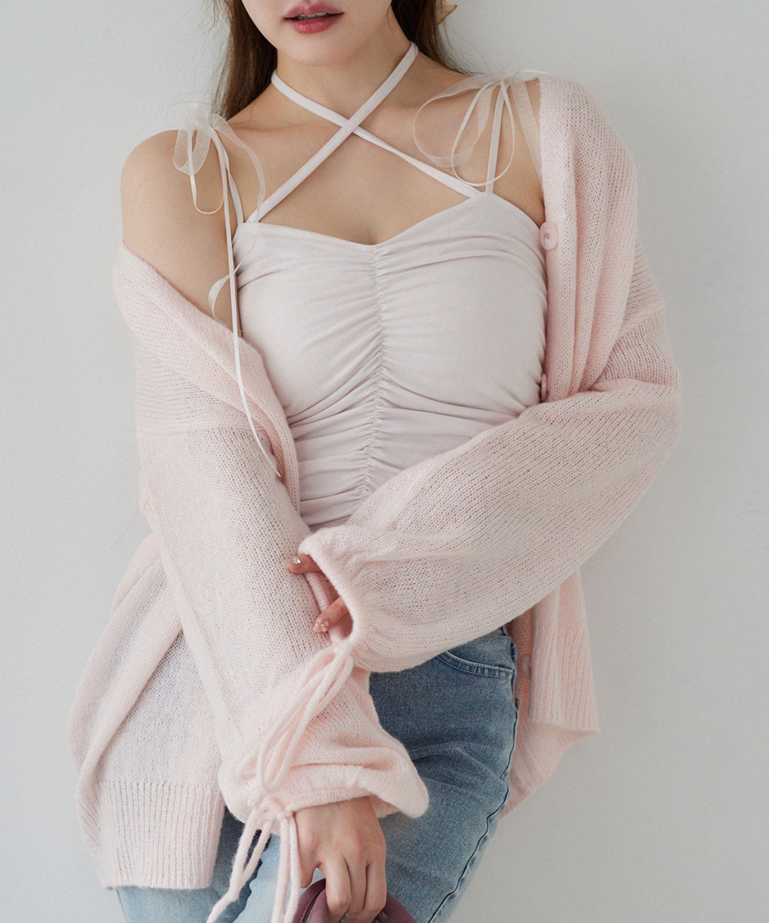 one after another】肩リボンギャザーキャミ[品番：NCLW0016989]｜NICE