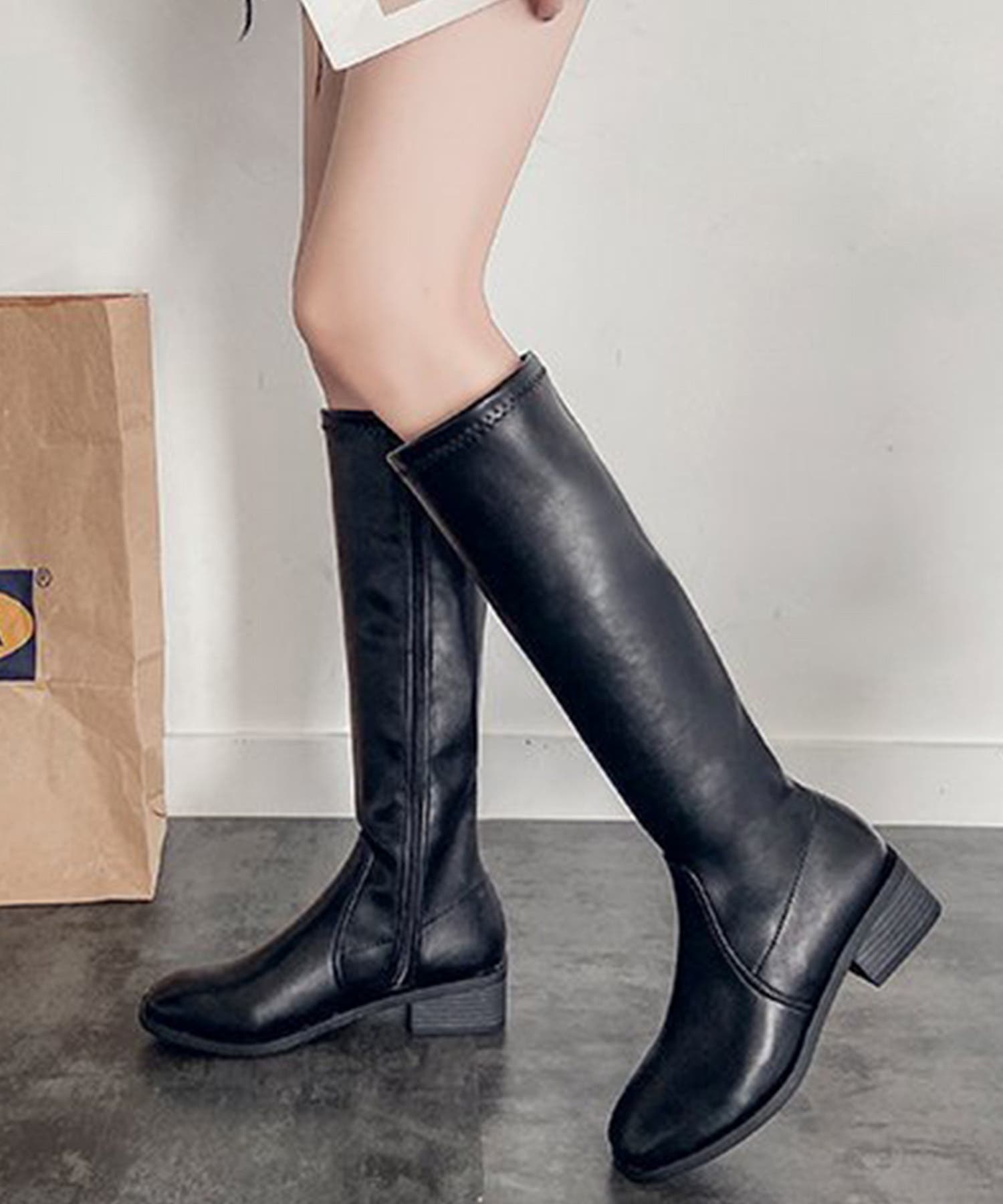 サイドファスナーロングブーツ[品番：AMTW0002313]｜AMOUR BOX