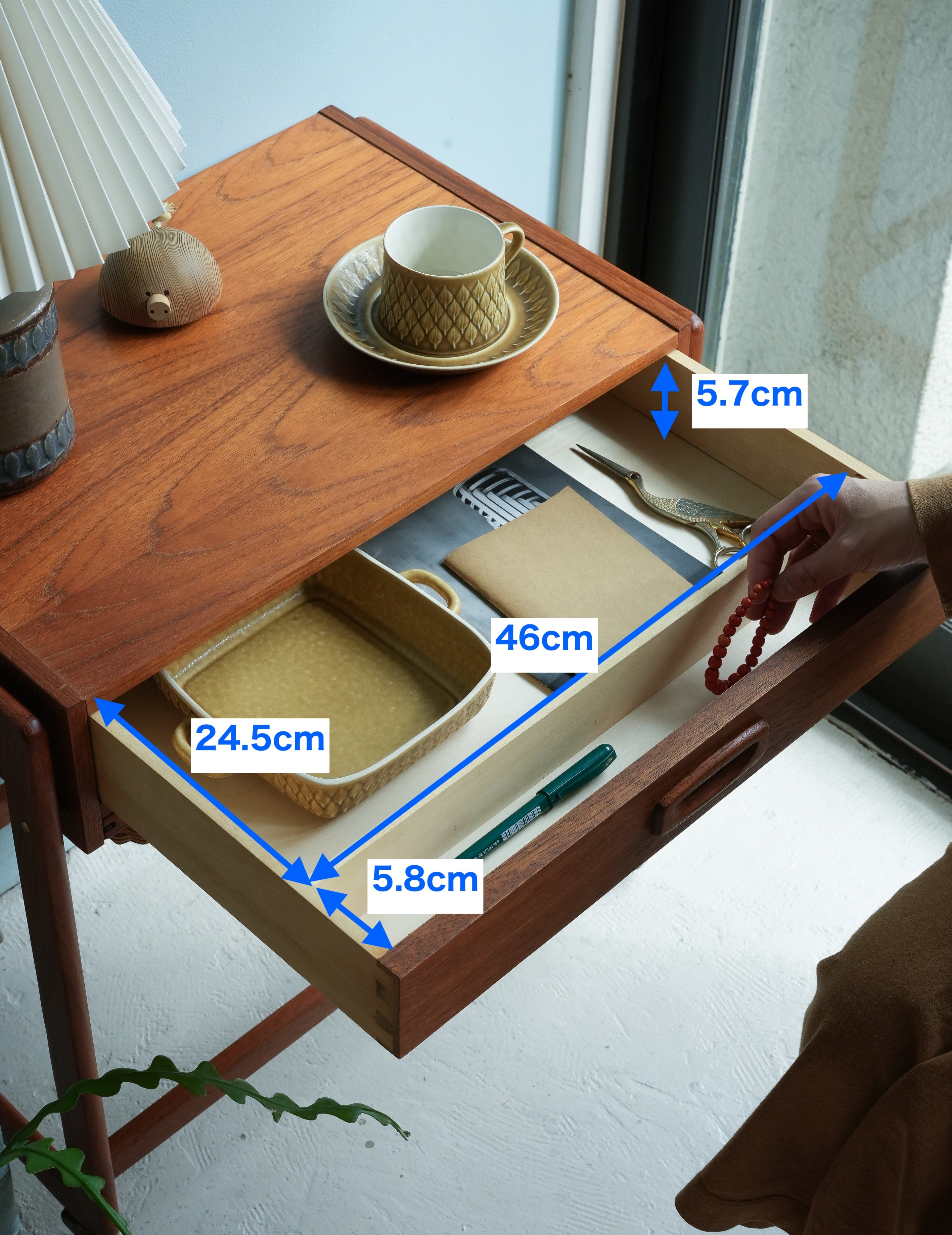 デンマークヴィンテージ ソーイングサイドテーブル キャスター付 北欧