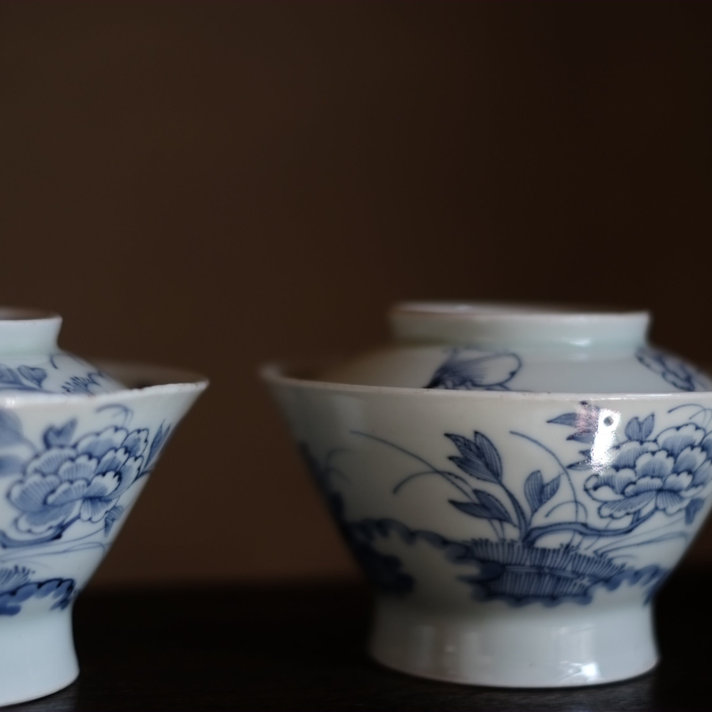 時代広東型 牡丹図染付 蓋付碗 (江戸時代 ) – 逢季荘