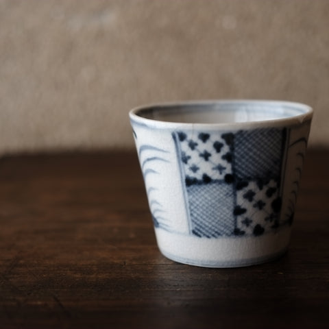 瀬戸太白手 菖蒲文仕切菱格子 蕎麦猪口 (江戸後期) – 逢季荘