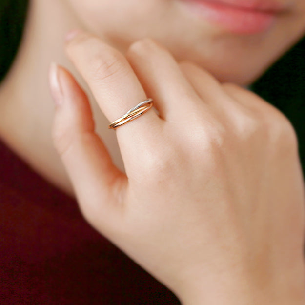 K18/Pt「3連トニア」リング ー マルチ｜【オレフィーチェ】Orefice