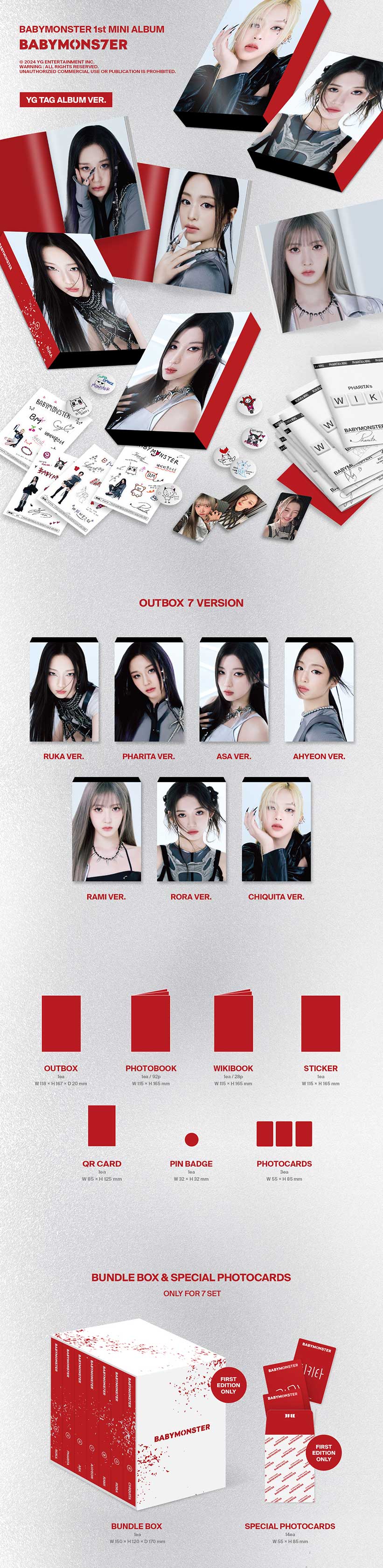 BABYMONSTER - 1st ミニアルバム [BABYMONS7ER] YG TAG Album