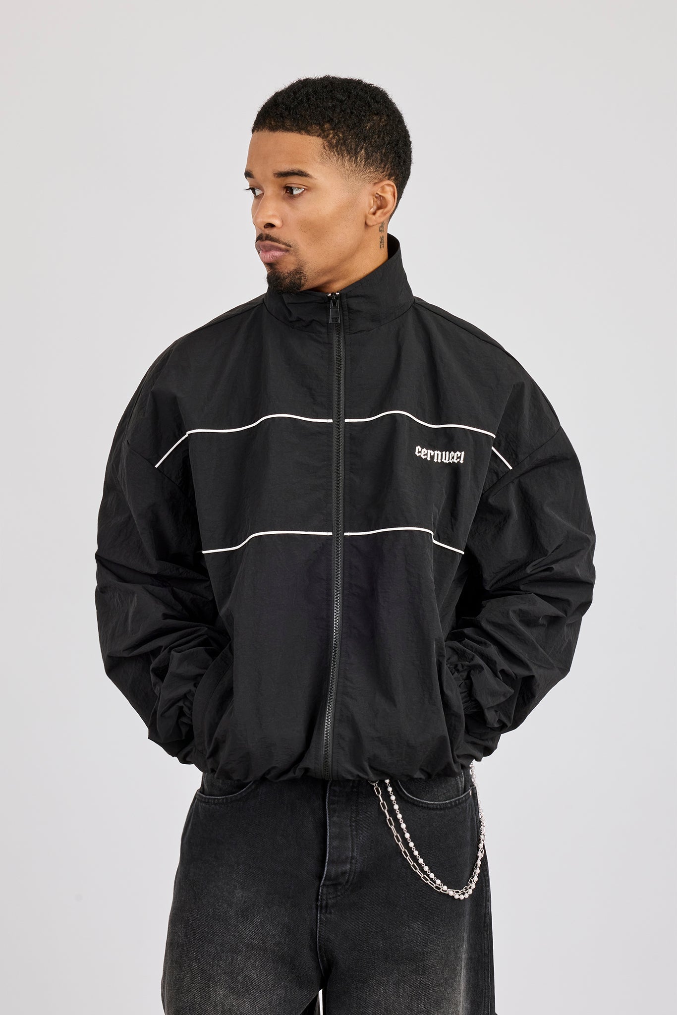Poly Contrast Track Jacket - Grey | Mens Outerwear | Shop Track