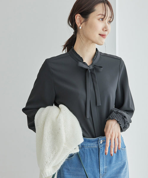 ROPÉ PICNIC(ロペピクニック) / フリルバンドカラーリボンタイブラウス