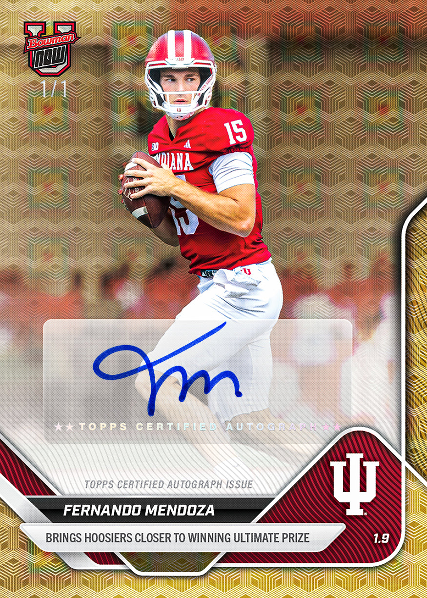 Fernando Mendoza - 2025-26 Bowman U NOW® Football - Card 66 - PR: 7654