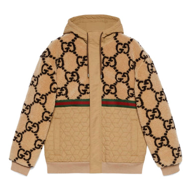 Gucci Jumbo GG Zip Jacket With Web 'Beige Ebony' 713974-XJETI-2270