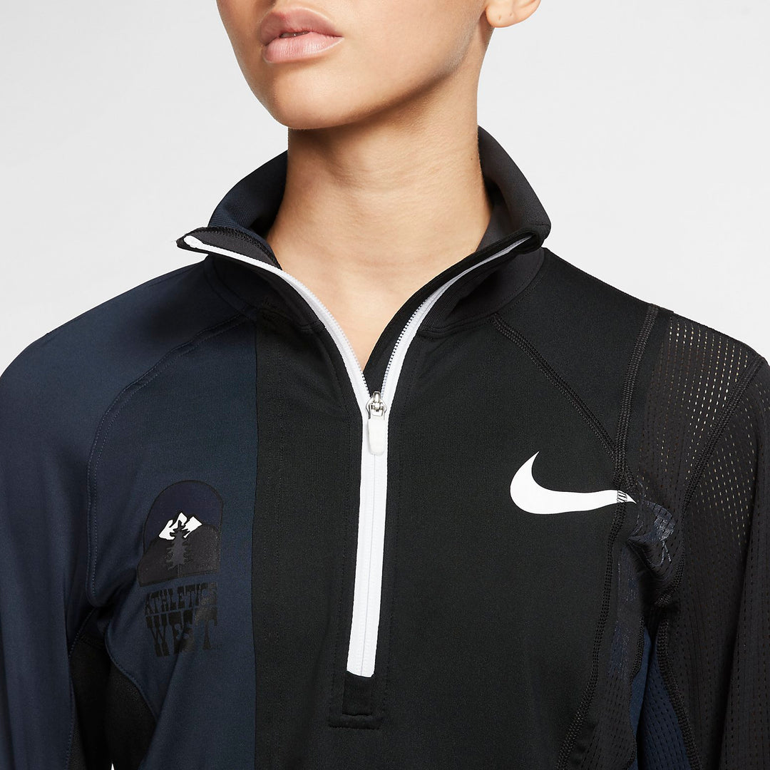 WMNS) Nike x sacai Half Zip Running Jacket 'Black Blue' CD6308-010