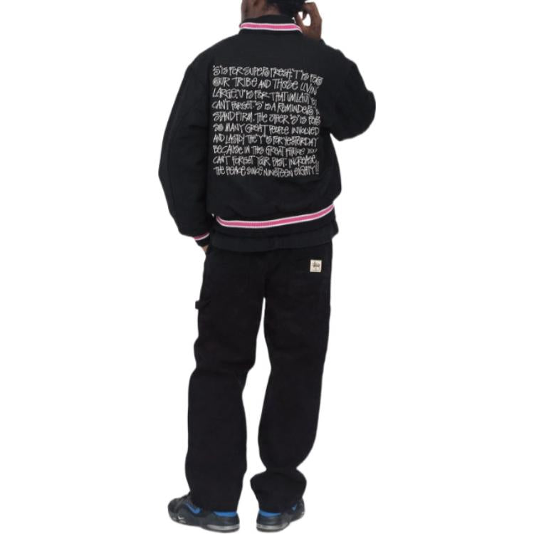Stussy S Talk Melton Varsity Jacket 'Black' 115665