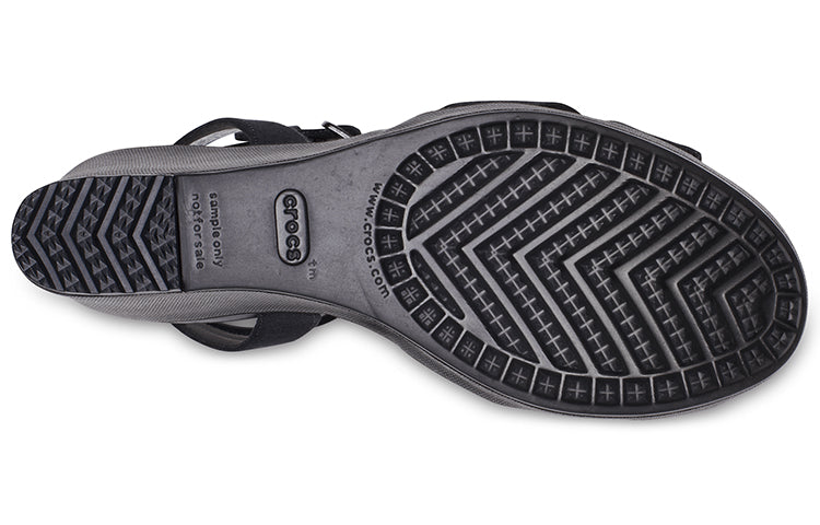 WMNS) Crocs Leigh II Cross Strap Ankle Wedge Sandals 'Black