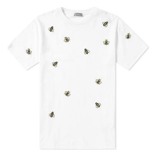 Men's DIOR x KAWS Crossover Bee Embroidered Short Sleeve White