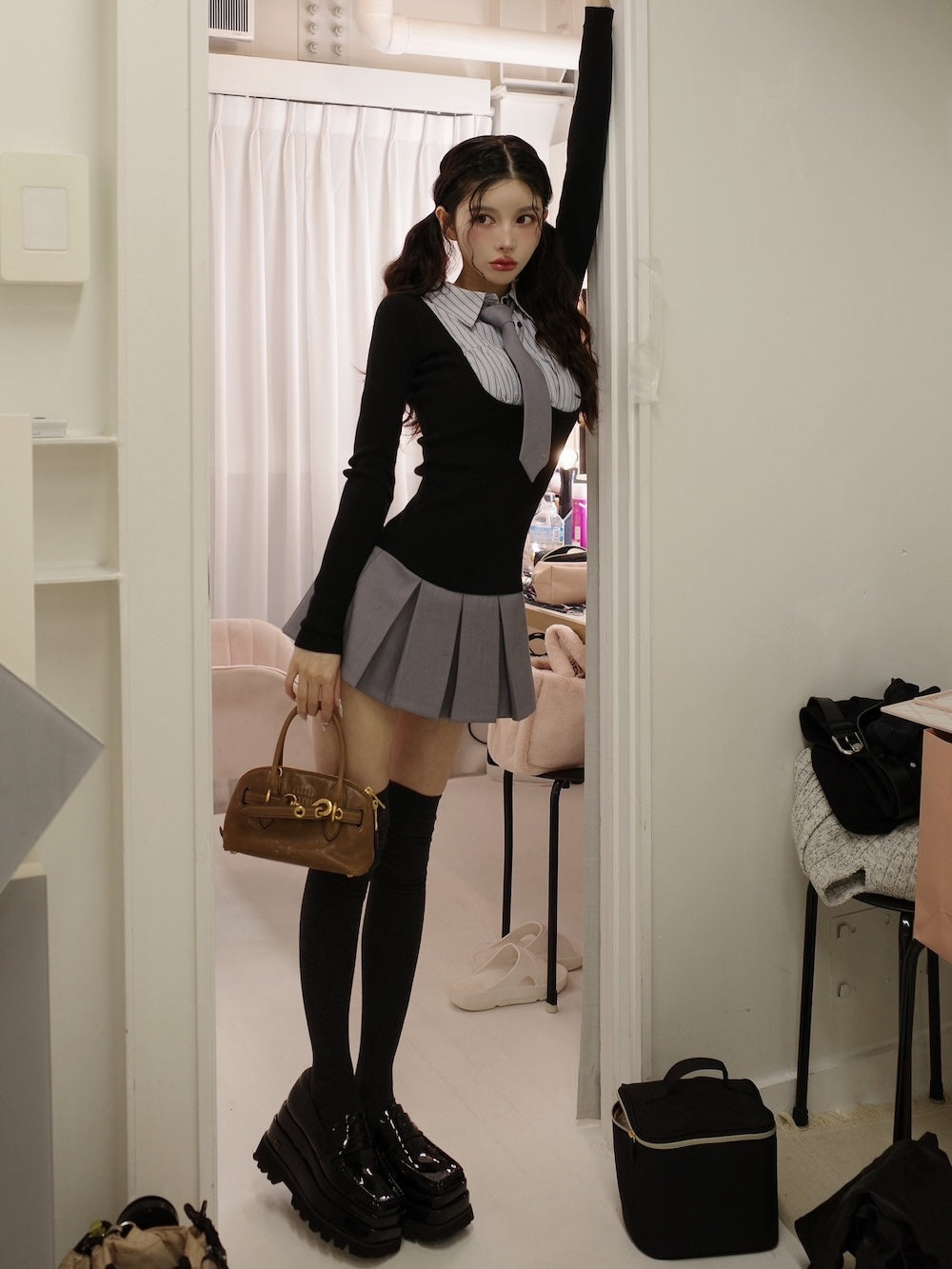 シャツドッキングニットミニワンピース – Darich (ダーリッチ)