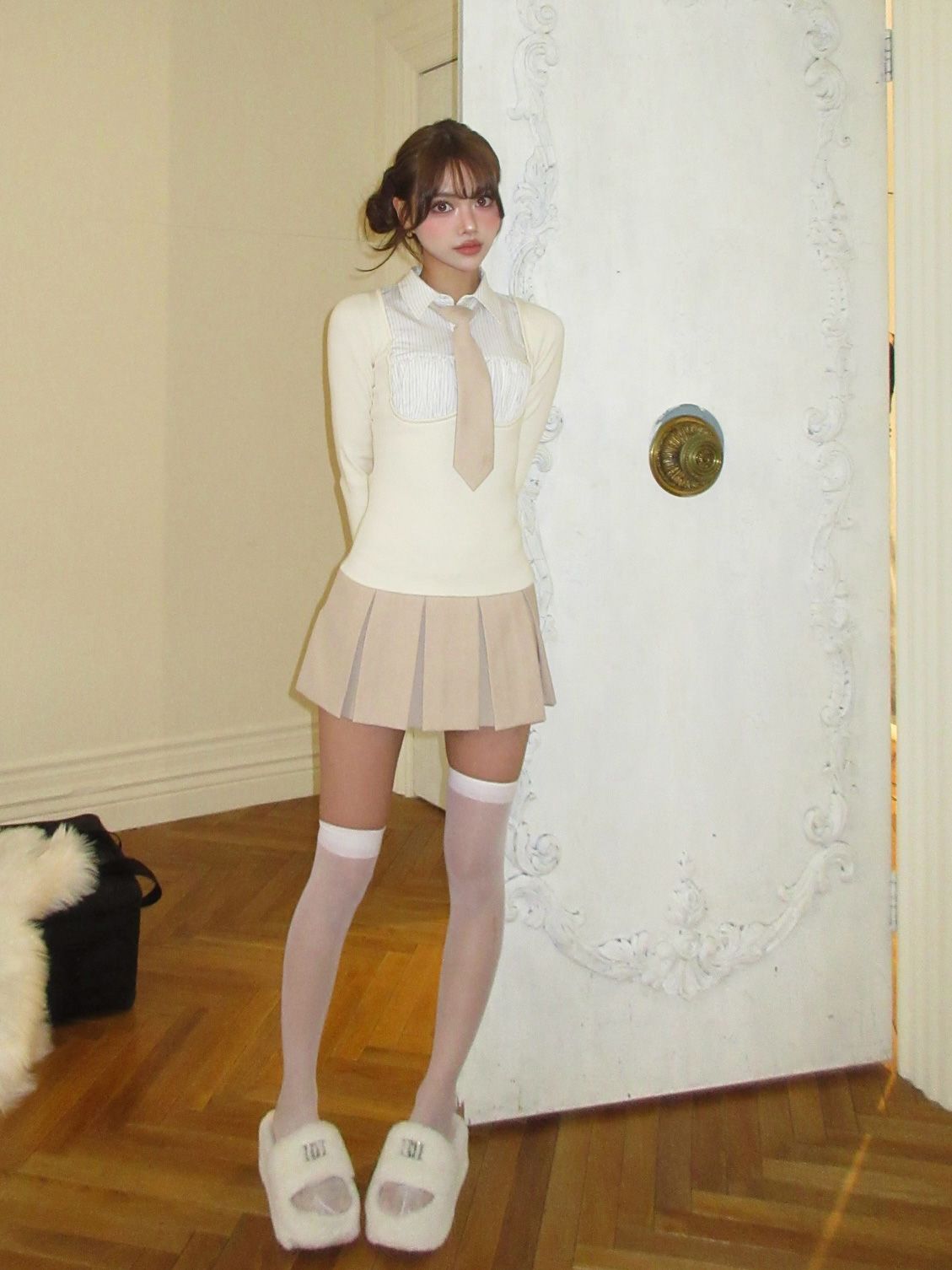 ネクタイシャツドッキングニットミニワンピース – Darich (ダーリッチ)