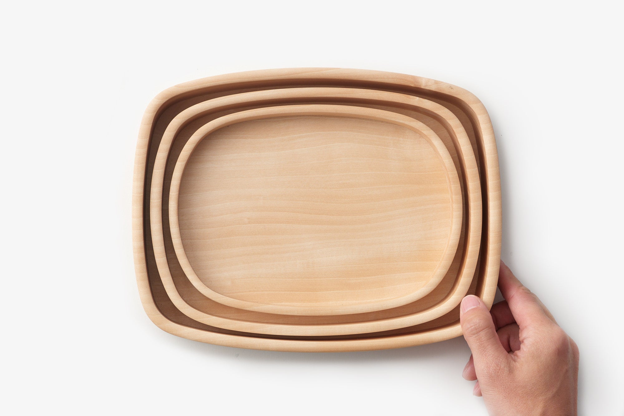 KITO 帯ノコ盆 入れ子三つ組｜四十沢木材工芸