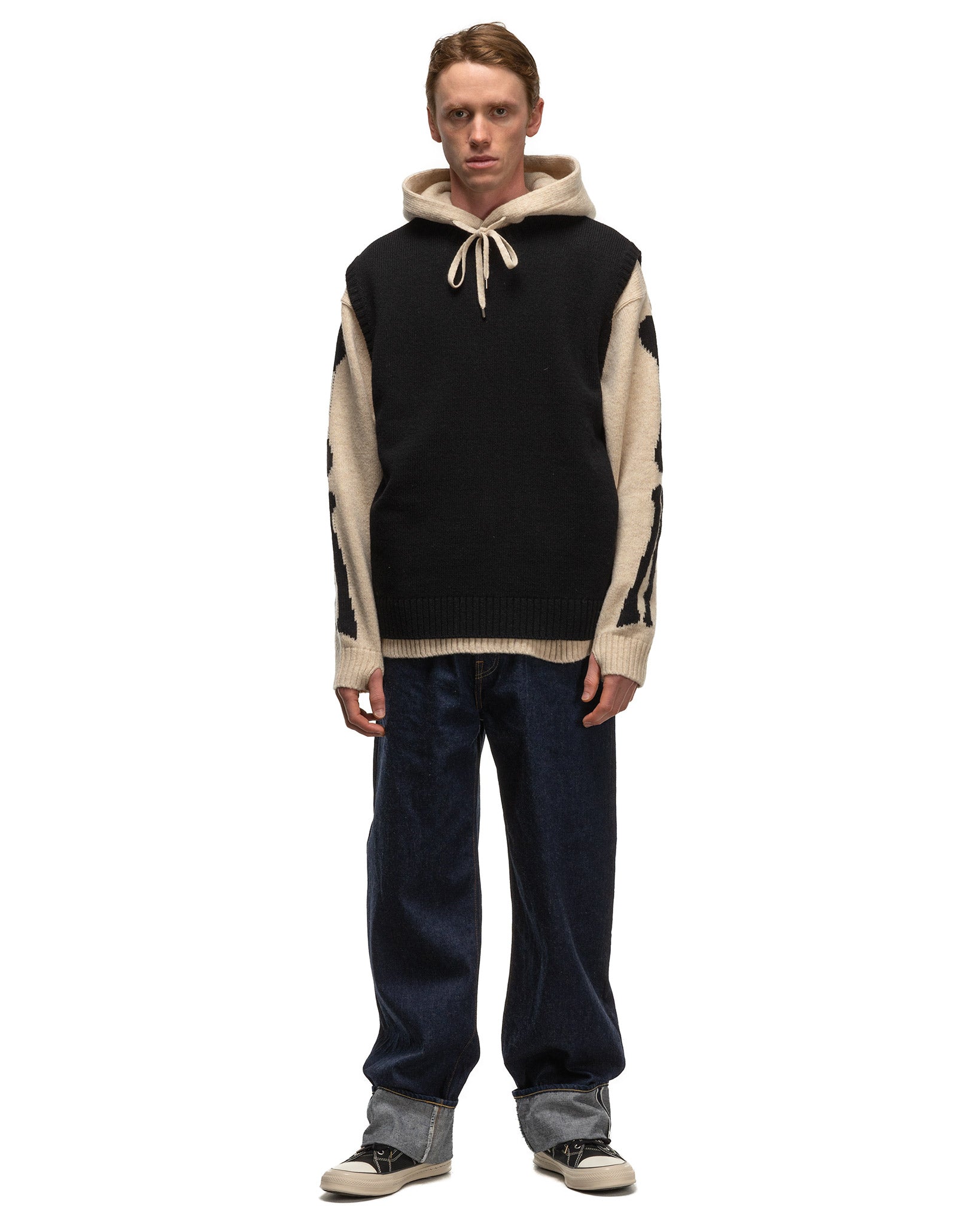 Kapital 5G Wool BONE Vest Black | HAVEN