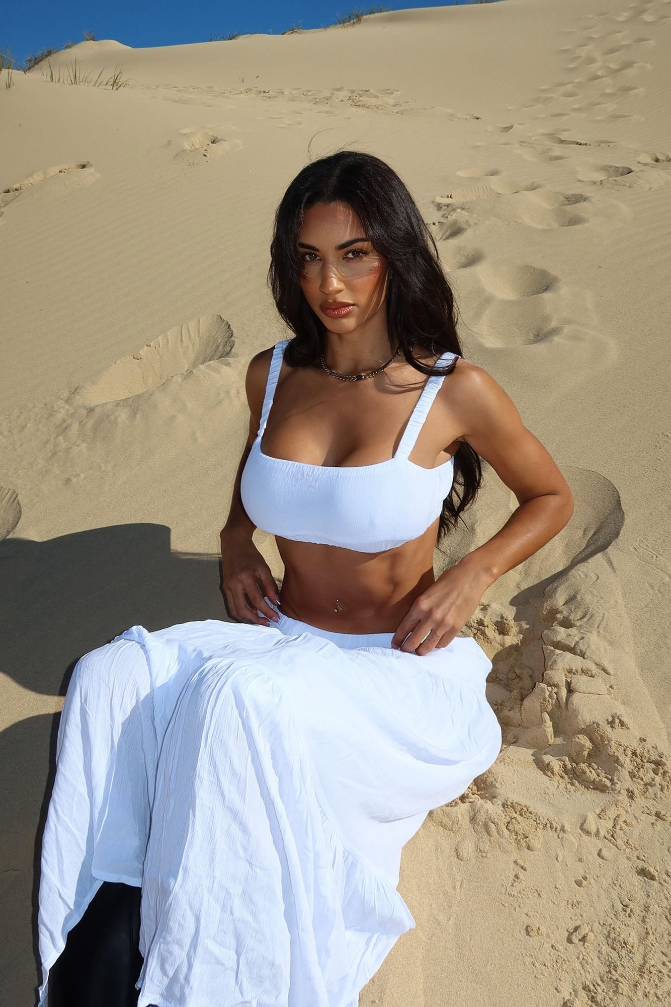 Sunset Stroll Gauze Skirt Set - White | Fashion Nova
