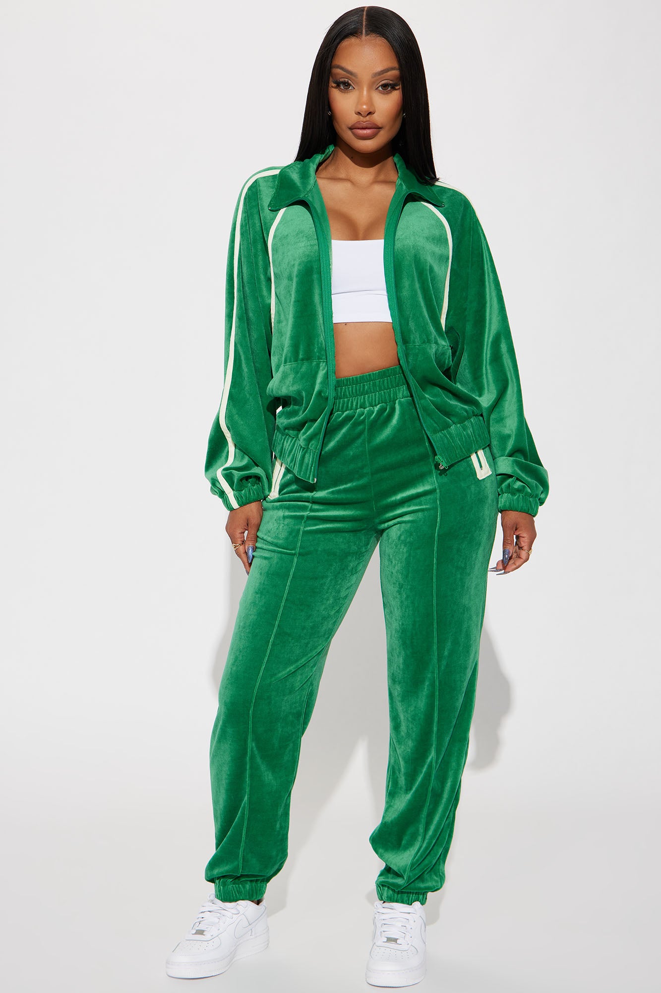Old School Velour Jogger Set - Green | Fashion Nova