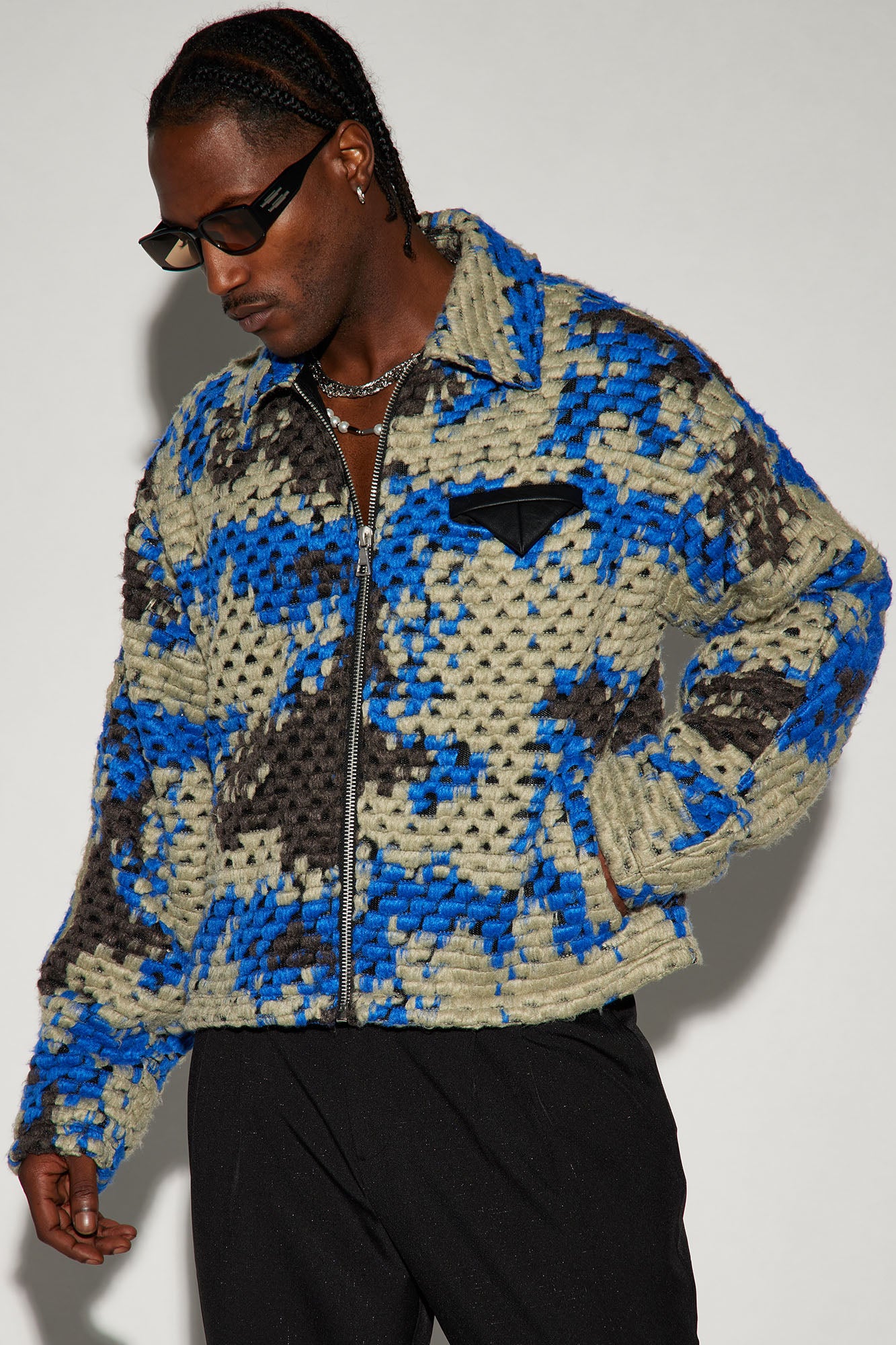 メンズウェア Sqoud Grid Cropped Jacket blue AALTO