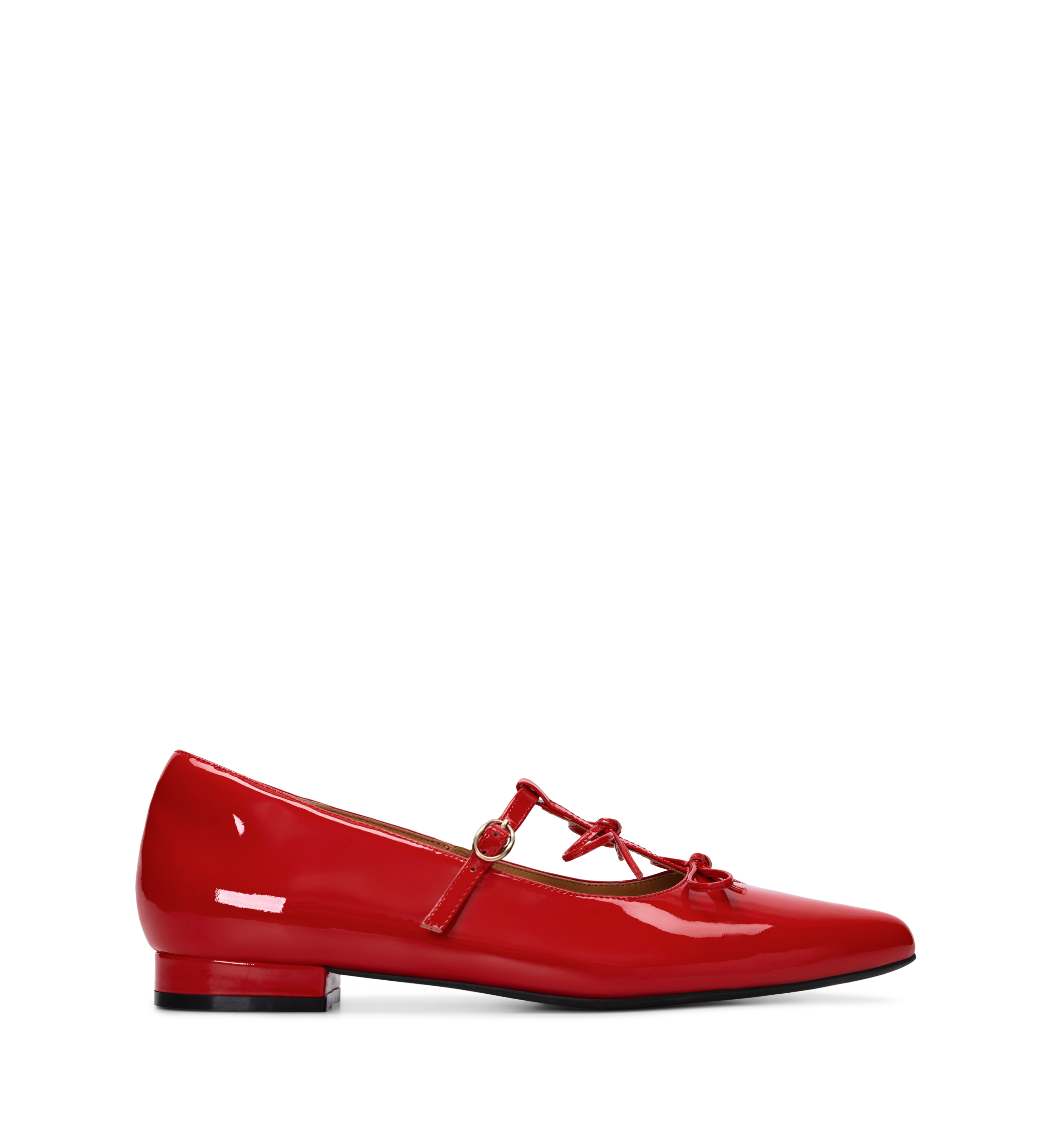 Rissa Dark Cherry Red Patent Leather & Hardware Flats | Bared Footwear
