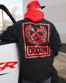 Dixxon Red Box Crest Black Jacket: Stylish Outerwear for Men