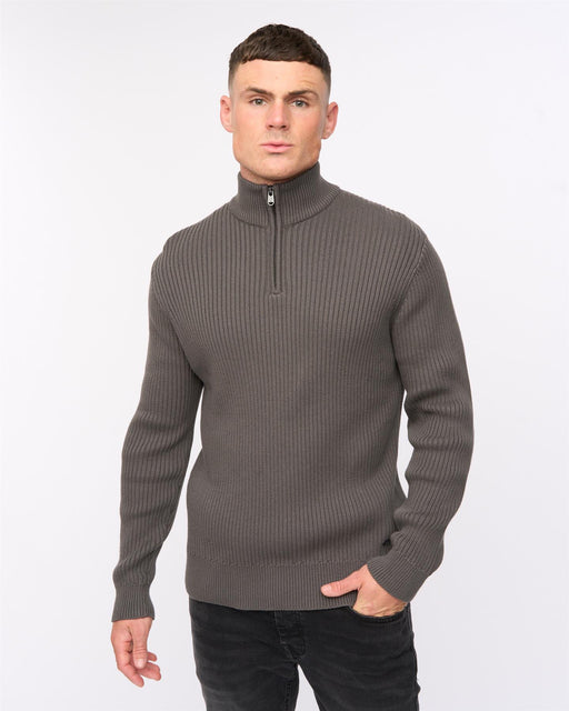 Havaline 1/4 Zip Knit Charcoal Grey – Crosshatch