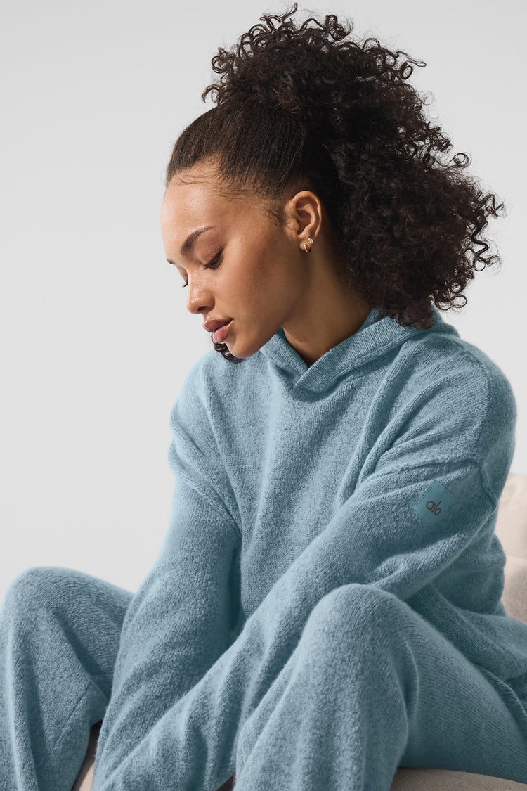 Wool Cashmere New Class Hoodie - Celestial Blue Granite Heather | ALO