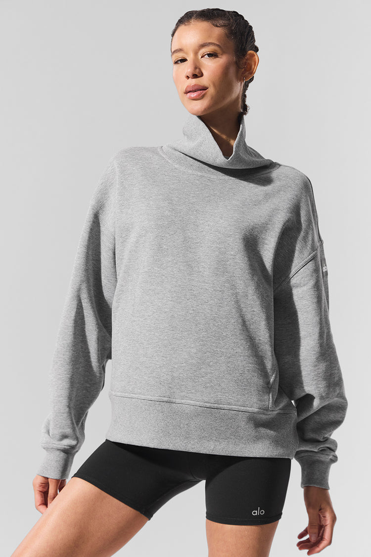 Hazy Mock Neck Pullover - Dark Athletic Heather Grey | ALO