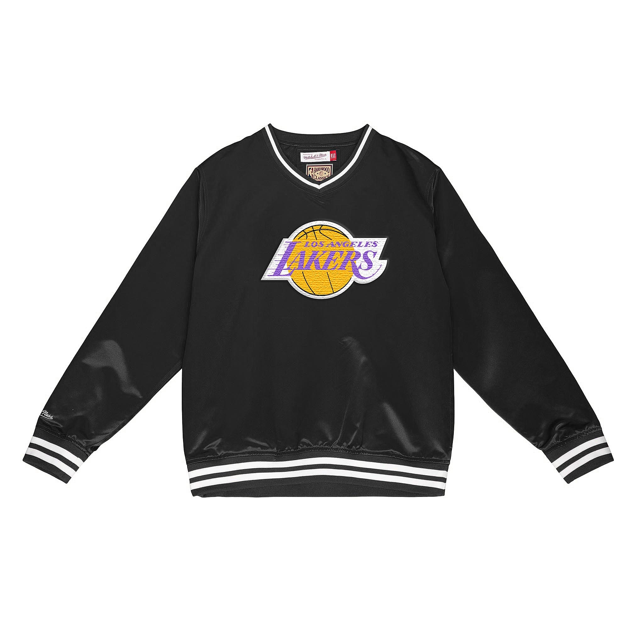 LA Lakers Men's Mitchell & Ness Black Satin Pullover - The Locker