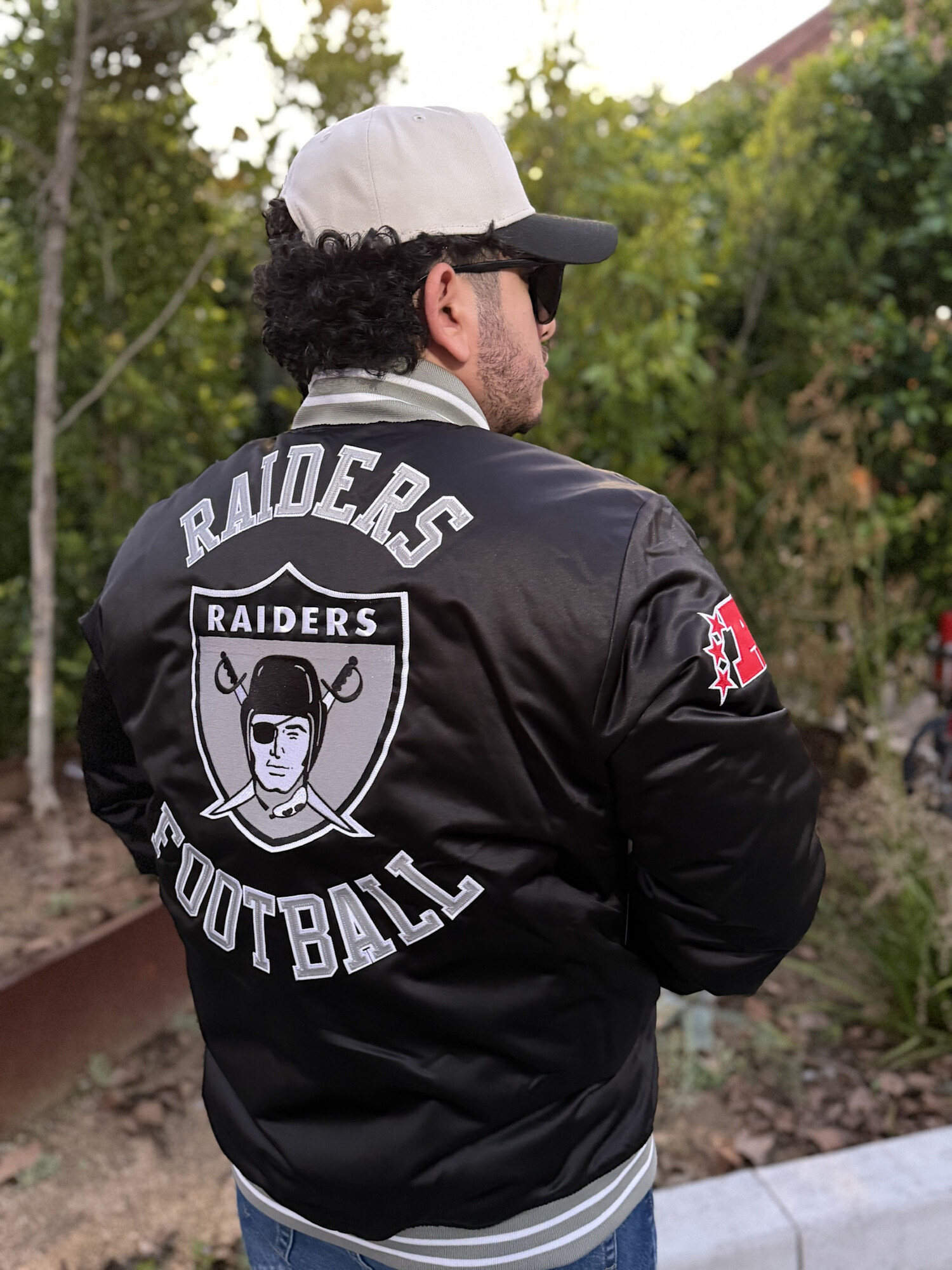 Raiders M&N Heavyweight Satin Jacket Black - The Locker Room of Downey