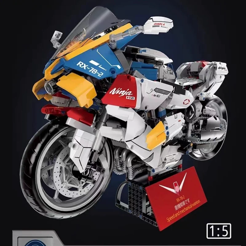 Wangao 388001 Kawasaki Ninja H2R Gundam Version motorcycle RX-78-2