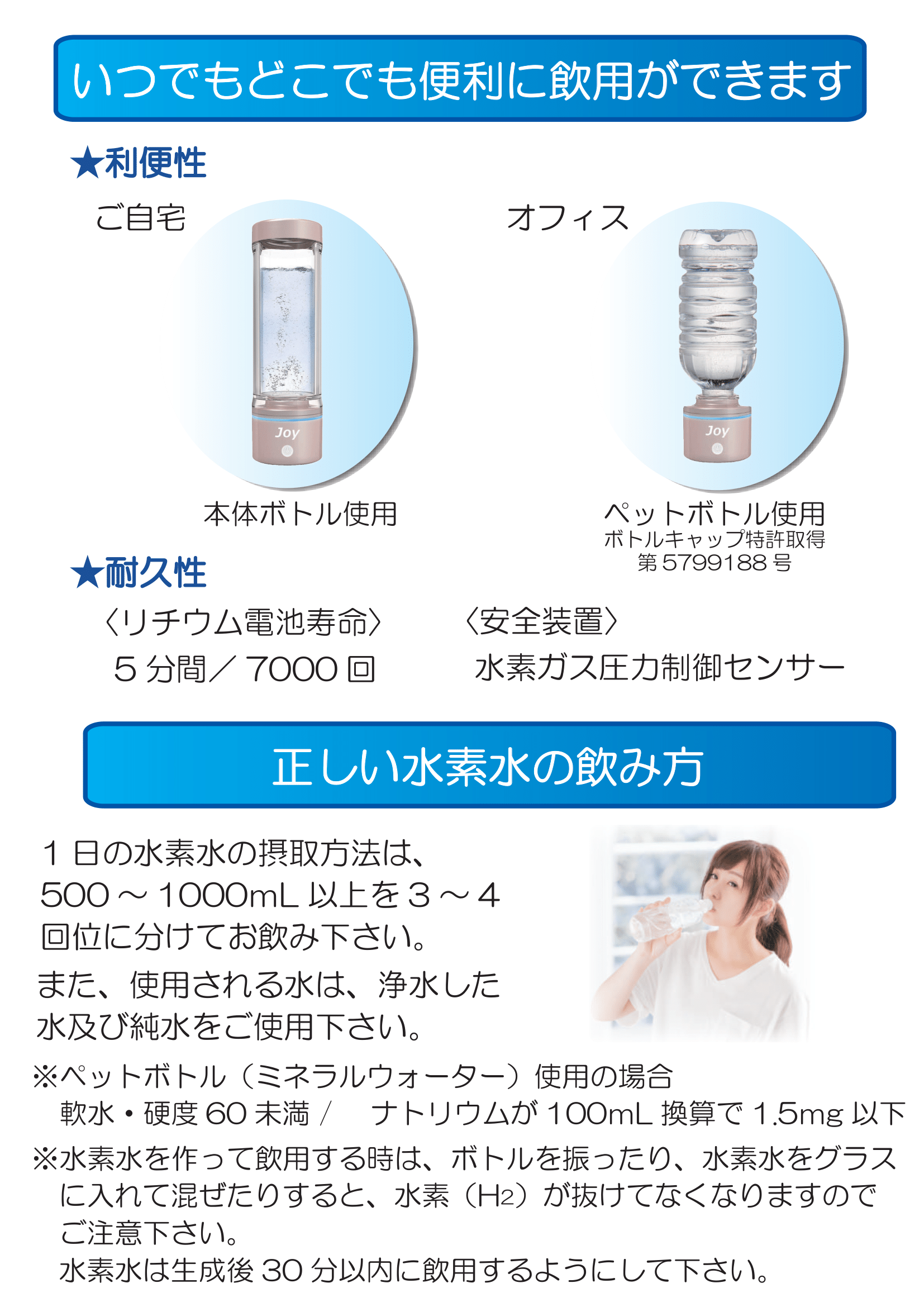 ナノバブル水素水 高濃度水素生成器NEWJOY