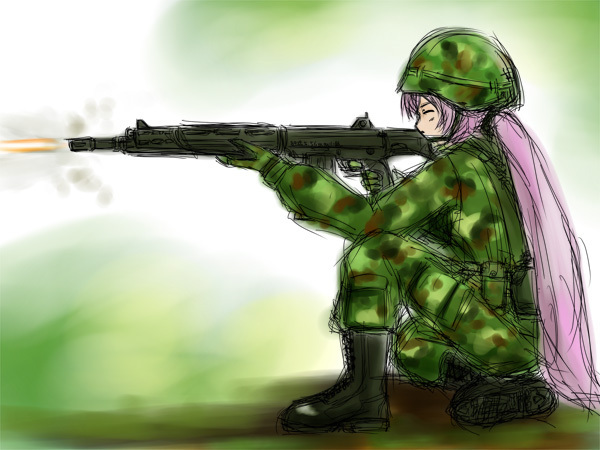 イラスト「膝撃ちルカさん。（ラクガキJシリーズ4枚綴り）」