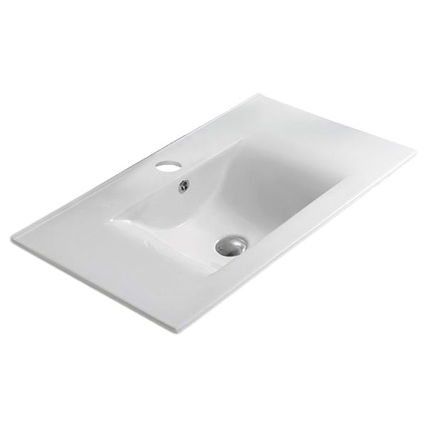 American Imaginations White Fire Clay Bathroom Vanity Top - Single