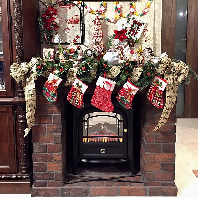 マントルピース Dimplexのおしゃれなアレンジ・飾り方のインテリア実例