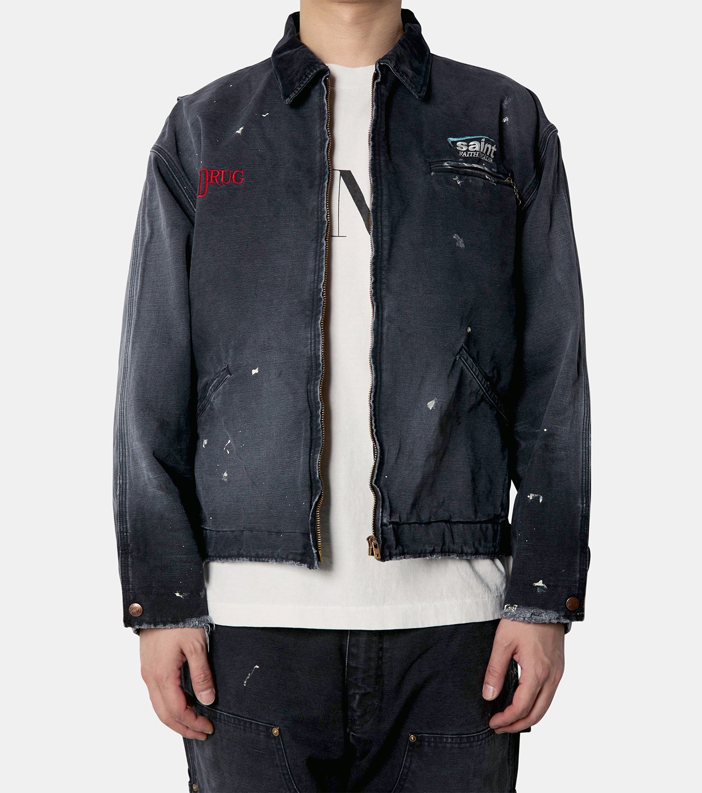 セント マイケル - ©️SAINT Mxxxxxx | DETROIT JKT DRUG-Black-Lの