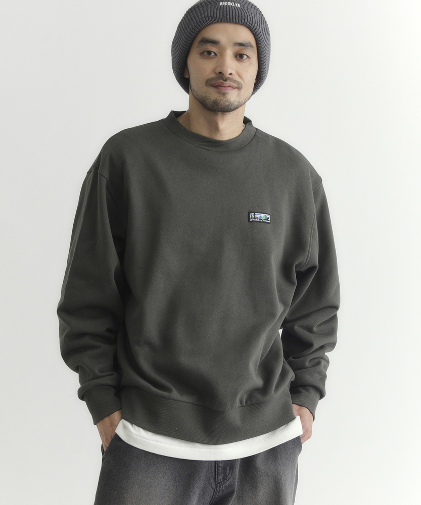 胸ラベルロゴクルーネックトレーナー(M オリーブ): トップス｜Right-on