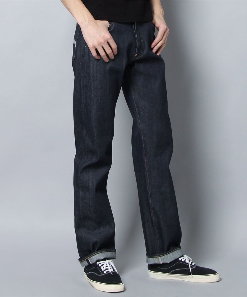 9001赤耳セルビッジワイドデニムパンツ グレーペンキステッチ メンズ