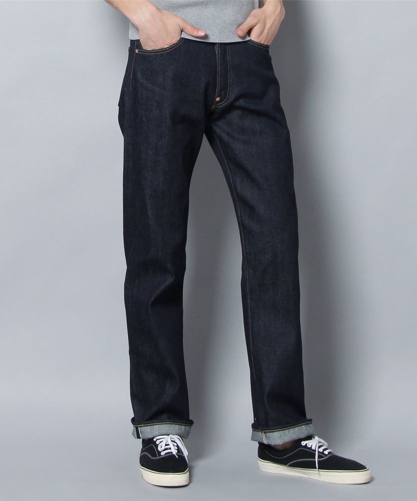 9001赤耳セルビッジワイドデニムパンツ レッドペンキステッチ メンズ