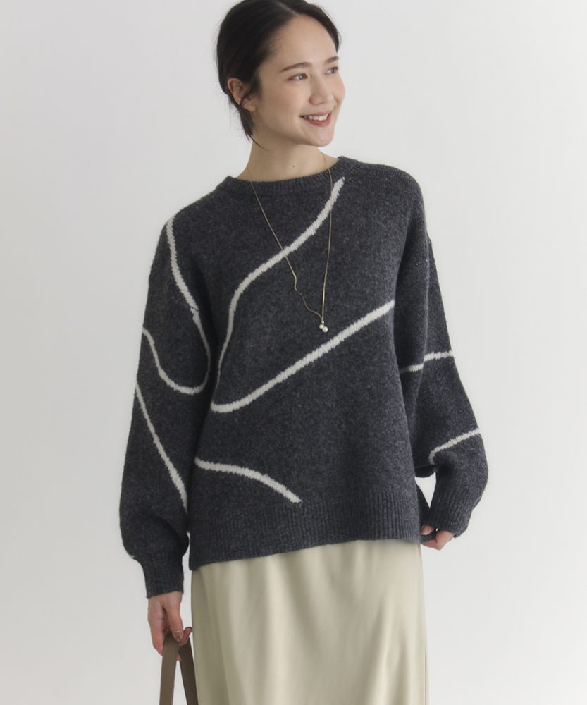 ヘンケイライン柄セーター(S ライトグレー): トップス｜Right-on公式