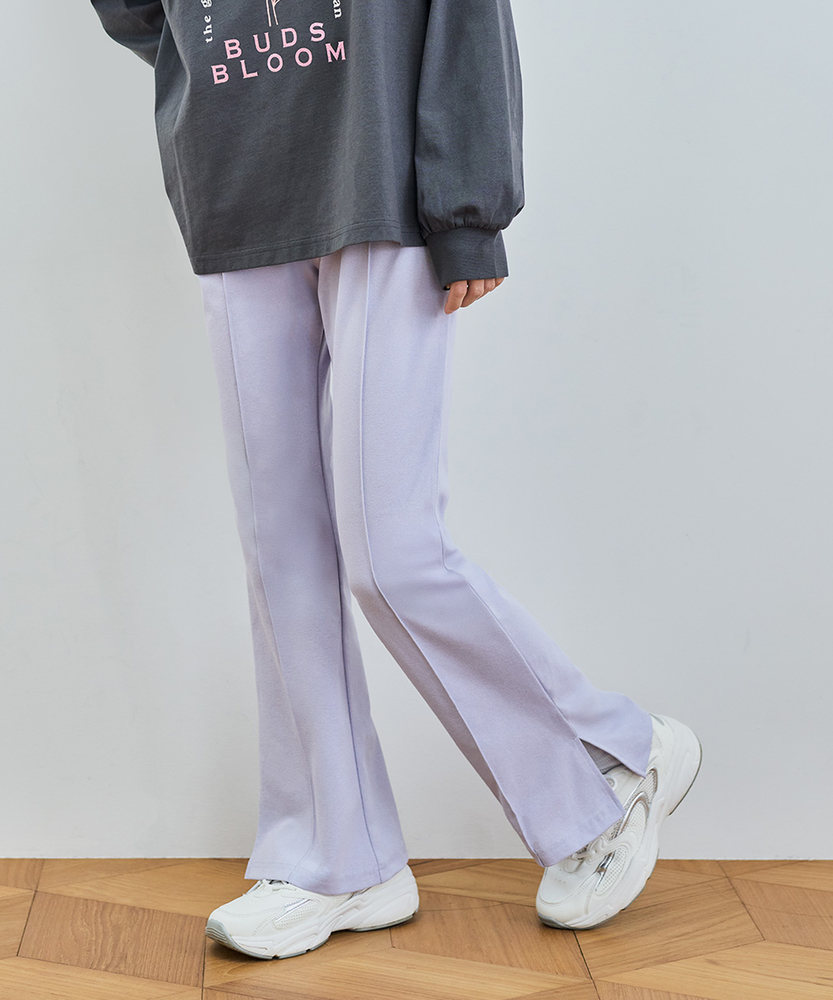 ストレッチサイドスリットフレアパンツ(110 ブラック): ボトムス