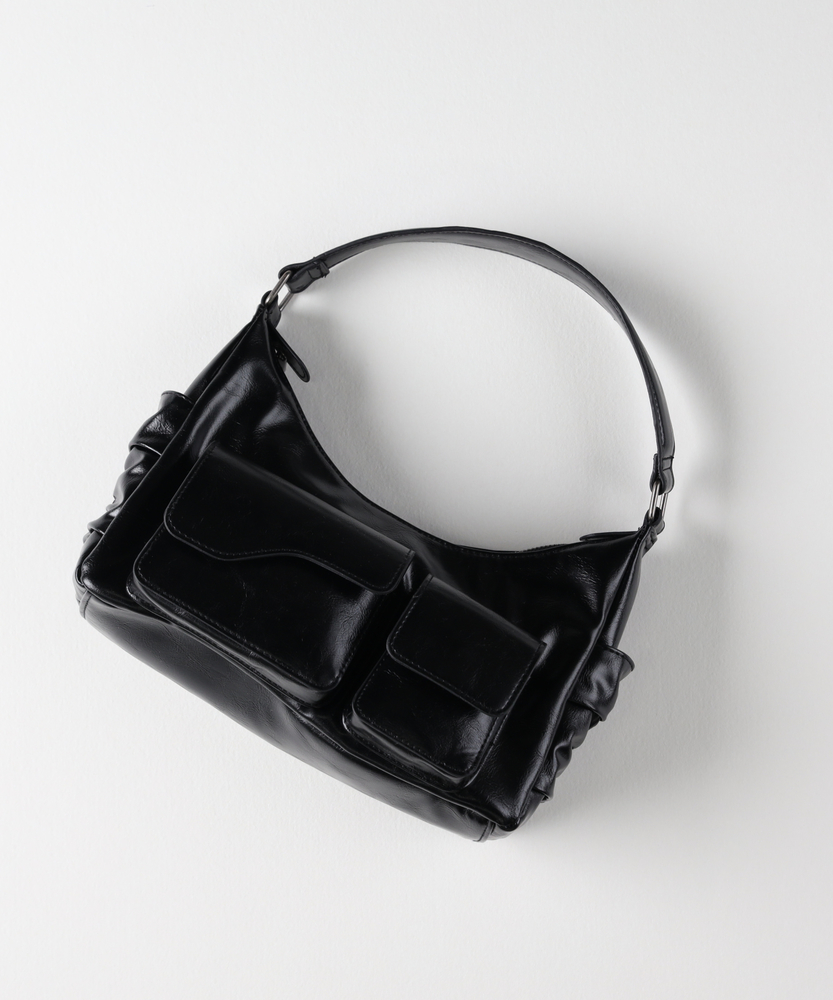 ダブルポケットワンショルダーバッグ(ONE SIZE グレー): ファッション