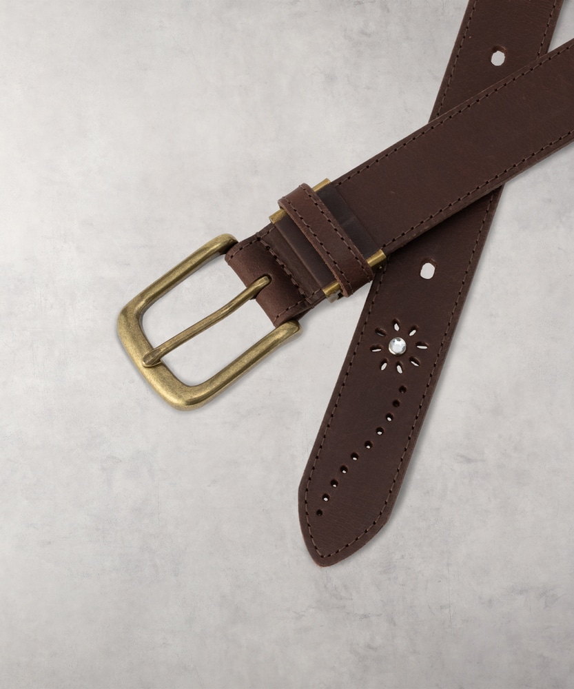 30ストーンパンチングベルト(ONE SIZE ブラウン): ファッション雑貨