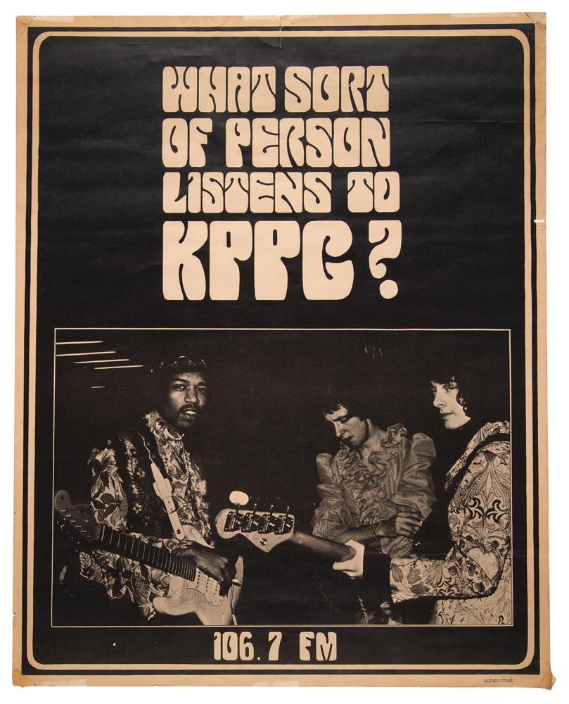 Jimi Hendrix Rare 1968 Signed Pasadena Radio (KPPC) Poster | RR