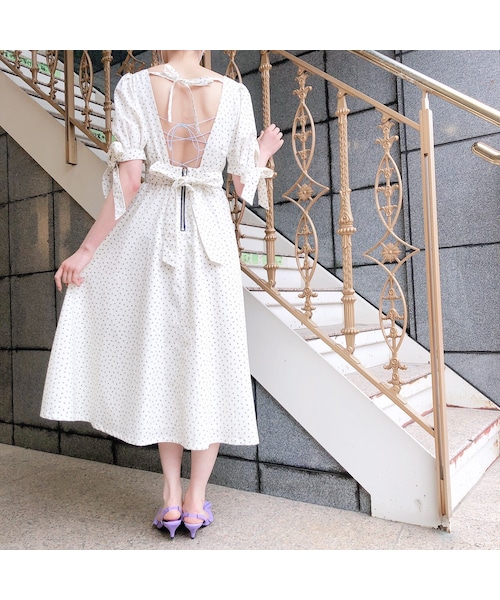 lilLilly（リルリリー）の「【pain】フラワーリボンロングドレス