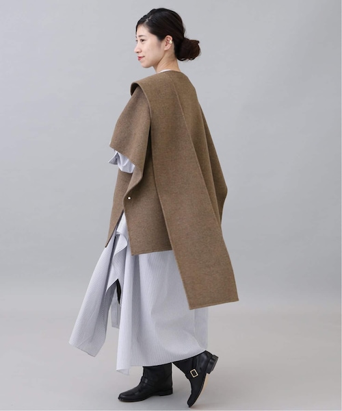 ヴェルメイユパーイエナ ダブルフェイスショートマントコート ポンチョ